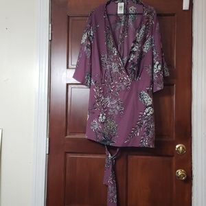 Purple floral short sleeved shirt